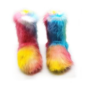 Colorful Fur Winter Boots